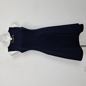Ivana Trump Preppy Business Casual Navy Blue Sleeveless Career Dress Size 4